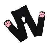 CASNO Lolitas Chaussettes hautes pour femme Motif patte de chat, Noir , M