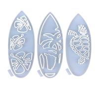 CASNO Lot de 3 moules en silicone en forme de planche de surf pour décorations murales, accessoires de bijoux, moule époxy pour les amateurs d'artisanat