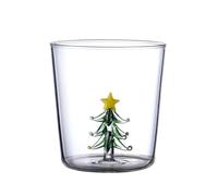 CASNO Verre à boire 3D avec figurine d'arbre de Noël à l'intérieur du verre sans pied pour vin, eau, lait