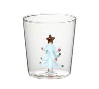 CASNO Verre à boire 3D avec figurine d'arbre de Noël à l'intérieur du verre sans pied pour vin, eau, lait