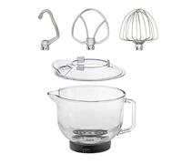 CASO Bol en verre avec poignée, bec verseur et graduation avec accessoires pour robot de cuisine KM 1800 Noir 4,5 l Passe au lave-vaisselle