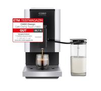 CASO Café Crema Touch Machine à café automatique design avec tuyau et réservoir à lait, broyeur conique réglable en continu, prêt à l'emploi, toutes les spécialités de café par toucher, noir, acier