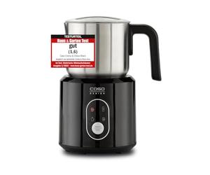 Caso Crema & Choco Black 1665 - Dégustation de lait polyvalente grâce à 4 fonctions - Convient pour le lait végétal - Récipient en acier inoxydable avec poignée isolée contre la chaleur - Affichage