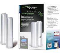 CASO Lot de 2 rouleaux de film de mise sous vide professionnel 6 étoiles 20 x 600 cm pour toutes les machines à emballer sous vide, solides et indéchirables, environ 150 microns, sacs sous vide, sans