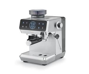 CASO EspressoGourmet & Grind Machine à café en acier inoxydable avec broyeur, pompe Ulka 20 bars, écran tactile, bloc thermique, fonction pré-infusion, flance à vapeur, réservoir d'eau de 1,8 l