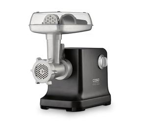 CASO FW 2000 Black - Hachoir à viande électrique professionnel, 2 000 W, fonction marche avant et arrière, 2 vitesses, accessoire à saucisses, 3 grilles en inox (3, 5 et 8 mm), aluminium, noir