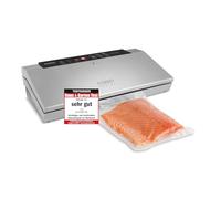 CASO GourmetVAC 380, Machine à emballer sous vide, Double soudure, Pompe à piston (15 l/min) et moteur puissant, Force de vide et temps de soudage réglables, Avec 10 sacs de 20 x 30 cm