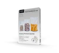 CASO Lot de 25 sacs sous vide professionnels avec fond de support, idéal pour la mise sous vide de liquides et aliments volumineux, 3 tailles différentes, env. 150 µm, sans BPA