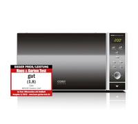 CASO Micro-ondes MCG30 Ceramic Chef 3 en 1 avec grill + air chaud 2100W 30L, base en verre borosilicaté, grille pour 2 niveaux, fonction four jusqu'à 200°C, acier inoxydable, argent