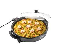 CASO Poêle à frire professionnelle - Poêle électrique multi-usages pour pizzas, hamburgers, légumes, etc. jusqu'à env. 240 °C, maintien au chaud, 1500 watts, hauteur extérieure 16 cm, câble: 110 cm