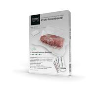 CASO Sachets en plastique 16x23 cm/50 sachets avec structure striée, pour toutes les machines sous vide, sans BPA, 150µm, résistant à la cuisson, sous vide, réutilisable, Food Manager Sticker