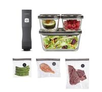 Caso Emballeuse sous vide Vacu OneTouch Eco-Set – 3 récipients verre, 10 poches zip, rechargeable