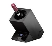 CASO WineCase One Black - Refroidisseur de vin design pour une bouteille, plage de température de 5 à 18 °C, pour bouteilles jusqu'à 9 cm de diamètre, commande par capteur, boîtier en acier inoxydable