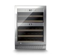 CASO WineChef Pro 40 | Cave à vin pour 40 bouteilles | Autonome, convertible, verrouillable, application WiFi, 2 zones, 5-20 °C, verre filtre UV, acier inoxydable