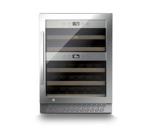 CASO WineChef Pro 40 | Cave à vin pour 40 bouteilles | Autonome, convertible, verrouillable, application WiFi, 2 zones, 5-20 °C, verre filtre UV, acier inoxydable