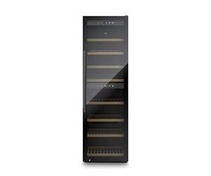 CASO WineExclusive 180 Smart - Cave à vin design pour jusqu'à 180 bouteilles - Deux zones de température séparées réglables de 5 à 20 °C pour vin rouge et blanc - Éclairage LED - Avec module Wi-Fi et