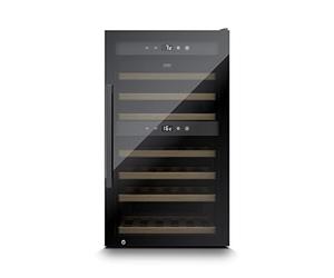 CASO WineExclusive 66 Smart - Cave à vin design, jusqu'à 66 bouteilles - Deux zones de température séparées réglables de 5 à 20 °C - Éclairage LED - Avec module Wi-Fi et application