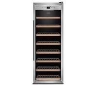 CASO WineSafe 43 Cave à vin design pour jusqu'à 43 bouteilles (jusqu'à 310 mm de hauteur), zone de température 5-20 °C, réfrigérateur à boissons, en acier inoxydable, noir