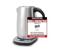 Caso WK 2200 electric kettle 1.7, puissante 2200 W, acier inoxydable, température réglable par paliers de 10, avec affichage de la température