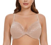CASOLACE Femme avec Armature Grande Taille Brassière Fermeture Devant Soutien Gorge Beige 125D