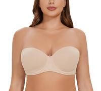 CASOLACE Soutien-Gorge Bandeau sans Bretelles à Armatures pour Femme Beige 100B