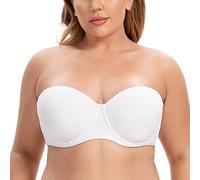 CASOLACE Soutien-Gorge Bandeau sans Bretelles à Armatures pour Femme Blanc 85E