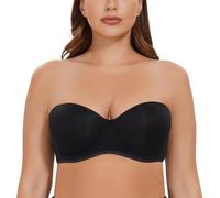 CASOLACE Soutien-Gorge Bandeau sans Bretelles à Armatures pour Femme Noir 95F