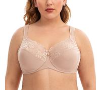 CASOLACE Soutien-Gorge Femme Grande Taille avec Armatures Minimiseur Sexy Dentelle Beige 120I