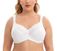 CASOLACE Soutien-Gorge Femme Grande Taille avec Armatures Minimiseur Sexy Dentelle Blanc 125E