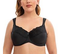 CASOLACE Soutien-Gorge Femme Grande Taille avec Armatures Minimiseur Sexy Dentelle Noir 105C