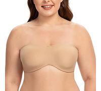 CASOLACE Soutien-Gorge sans Bretelles Non Rembourré Bandeau à Armatures Beige 115F