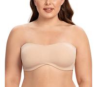 CASOLACE Soutien-Gorge sans Bretelles Non Rembourré Bandeau à Armatures Beige pâle 90E