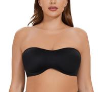 CASOLACE Soutien-Gorge sans Bretelles Non Rembourré Bandeau à Armatures Noir 105E