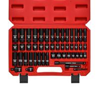 CASOMAN 3/8" Drive Impact Socket Set, 48 Piece Standard SAE and Metric Sizes (5/16-Inch to 3/4-Inch and 8-22 mm), 6 Point, Cr-V Steel Socket Set.