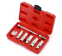 CASOMAN Dr. Lot de 8 douilles à bougie d'allumage 3/8", 6 points, comprend une barre d'extension de 15,2 cm, un joint universel et un écarteur de bougie d'allumage, ensemble de 8 pièces, acier CR-V