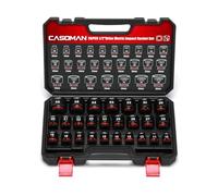 CASOMAN Jeu de 26 douilles à choc standard 1/2", 12 points, métriques, 10 mm à 36 mm, acier CR-MO, avec étui de rangement