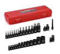 CASOMAN Jeu de 32 douilles Torx et douilles externes femelles, 14 embouts étoile (T8 - T70) et 13 douilles E-Torx femelles (E4-E24) - Avec 5 adaptateurs de douilles à choc