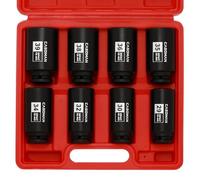 Casoman Jeu de douilles à choc pour axe de 12,7 mm avec écrou de douilles à choc 12 pans métriques CR-MO 29,30 32 34 35,36,38,39 mm 8 pièces