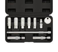 CASOMAN Lot de 10 douilles magnétiques pour bougie d'allumage 3/8", 6PT&12PT, avec barre d'extension, joint non viersal et écarteur de bougie, acier CR-V