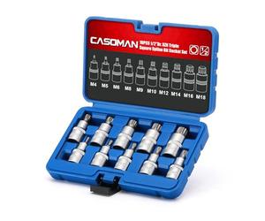 CASOMAN Lot de 10 douilles XZN à triple embout carré 1/2", M4-M18, douilles Allen à dents multiples, CR-V et S2