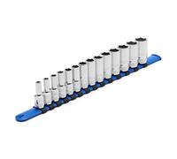 CASOMAN Lot de 14 douilles mi-longues 3/8" 6 pt, métriques, 6, 7, 8, 9, 10, 11, 12, 13, 14, 15, 16, 17, 18, 19 mm, finition chromée miroir