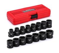 CASOMAN Lot de 15 douilles à impact 1/2", profil bas, 8-24 mm, métrique, CR-MO, 6 points, kit de douilles Shallow 15 pièces pour l'entretien automobile, les réparations et le bricolage, pour les zones