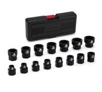 Casoman Lot de 15 douilles métriques 1/2" - Profil plat - 10 mm - 24 mm - Pas de saut - 6 points - Cr-Mo - Douilles courtes pour espaces étroits
