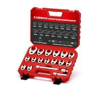 Casoman Lot de 18 clés à pied de robinet à extrémité ouverte 3/8" 8-24 mm CR-MO avec adaptateurs et tiges d'extension