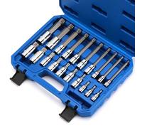 CASOMAN Lot de 20 douilles à embout cannelé et triple douille carrée XZN, 1/2", 3/8" et 1/4", M4-M18, inviolable à 12 points, acier CR-V et S2