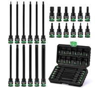 CASOMAN Lot de 24 douilles Torx extra longues et standard 3/8", T10-T60, 2" et 6" de long