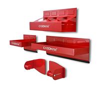 CASOMAN Lot de 4 étagères magnétiques rouges pour boîte à outils, plateau, porte-serviettes en papier, variété d'utilisations, durables, aimants sur toute surface métallique