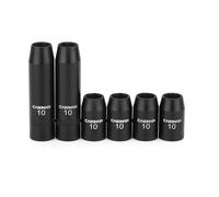 CASOMAN Lot de 6 douilles à choc 10 mm, profondes et peu profondes, métriques, 6 points et 12 points, finition phosphate noir