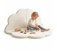 CASOME Coussin De Sol Pliable 3-en-1 en Forme De Nuage, Siège De Sol Moelleux pour Coin Lecture, Tapis De Détente Décoratif Et Doux, Coussin d'angle Épais, Housse Lavable en Machine