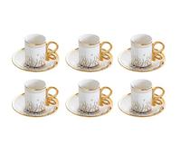 CASOME Ensemble De 6 Tasses À Café Et Soucoupes En Céramique De Luxe, Élégantes Tasses À Thé Et À Café En Porcelaine Pour Cappuccino, Latte, Expresso, Coffret Cadeau Exquis Pour La Maison(B)